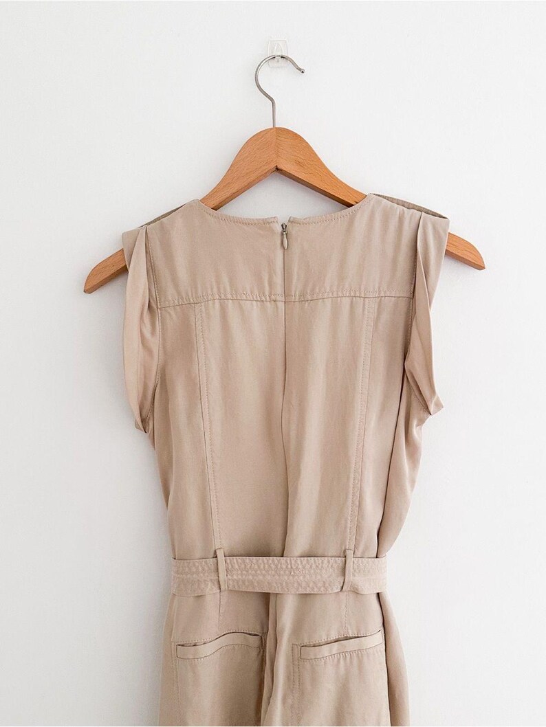 Banana Republic Tencel Utility Jumpsuit Khaki Tan Belted Minimalist Size 0 image 8