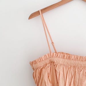 Free People Gabby Tube Top Peach Ruched Tie Sides Peplum Hem Removable Straps Size Large image 5