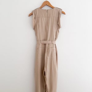 Banana Republic Tencel Utility Jumpsuit Khaki Tan Belted Minimalist Size 0 image 3