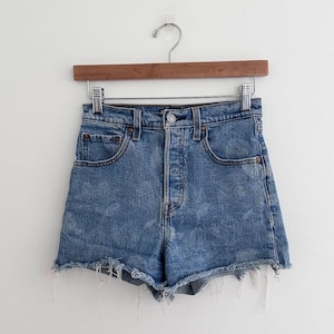 Levi's Ribcage High Rise Cutoff Shorts Light Wash Floral Fade Pattern Size 25