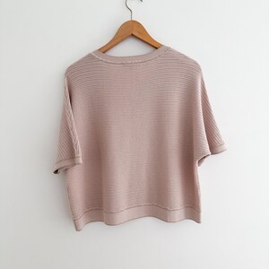 Adrianna Papell Pink Gold Shimmer Knit Sweater Boxy Short Sleeved Oversized Size M image 4
