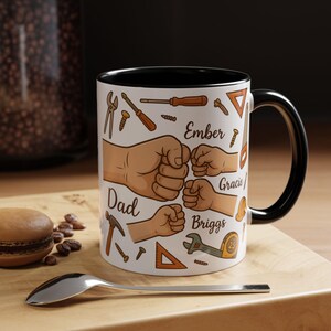 Personalized Family Tool Coffee Mug, Gift for Dad, Unique Gifts for Handyman, Custom Name Mug, Father&#39;s Day Present