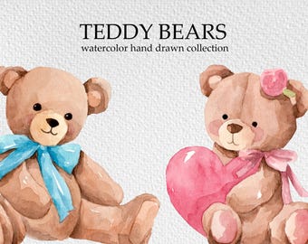 Osito de peluche en acuarela: imagen PNG para baby shower pintada a mano (descarga digital)