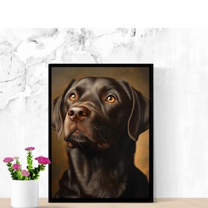 Elegant chocolate labrador Portrait Rolled Posters - Perfect for Pet Lovers, Home Decor, Gift for Dog Owners, Animal Art, Wall Art