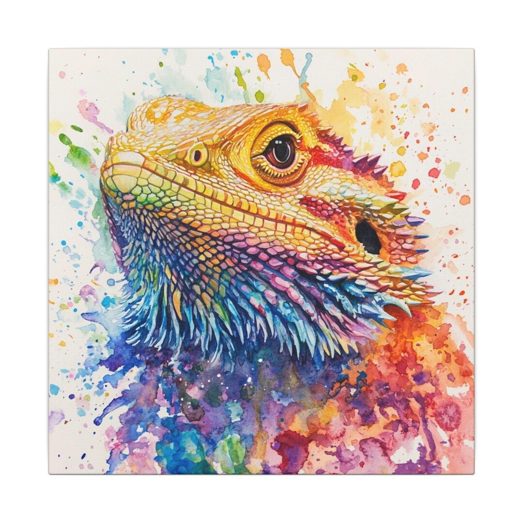 Colorful Bearded Dragon Canvas Art, Vibrant Wall Decor, Unique Animal ...