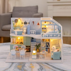 DIY Miniature Dollhouse Kit: LED Lights & Furniture, Craft Project