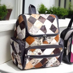 Handmade Cowhide Backpack, Genuine Leather Backpack, Natural Cowhide Bag, Artisan Crafted Leather Backpack, Unique Cowhide Travel Bag