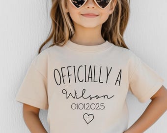 Personalized Adoption Day Baby Bodysuit or Toddler Tee, Officially Adopted Gift, Official Family Keepsake Tee, Custom Officially Family Tee