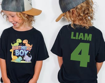 Personalized Dinosaur Birthday Boy Shirt, Boys Dino Birthday Outfit, Custom Name Age Tee, Dinosaur 2nd Birthday Shirt, Dinosaur Theme Party