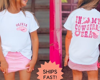 Camiseta "En mi época vaquera", camiseta de cumpleaños de vaquera con nombre personalizado, camiseta rosa del oeste para niño pequeño, atuendo de cumpleaños de chica campestre, camiseta de rodeo para niños