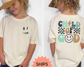 Gepersonaliseerd kind van God-shirt, Jezus-kindershirt, kinderbijbelshirt, christelijk shirt peuter, religieus kindershirt, God Lover-shirt cadeau