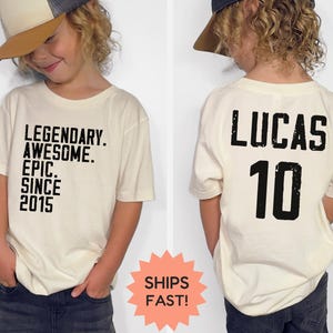 Personalisiertes Geburtstags-Shirt, legendäres fantastisches Epos seit 2015 Shirt, zehn Geburtstags-Groovy-Shirt, 10. Geburtstag-T-Stück, Geschenk-Shirt für Kinder