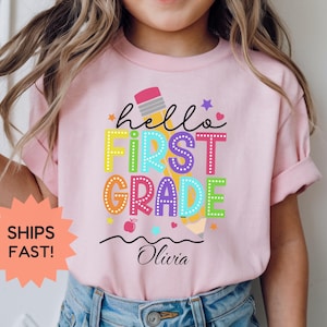 Personalized Hello First Grade, First Grade, 1st Grade, 1st Day of School, Back To School, First Day Of School, First Grade Shirt