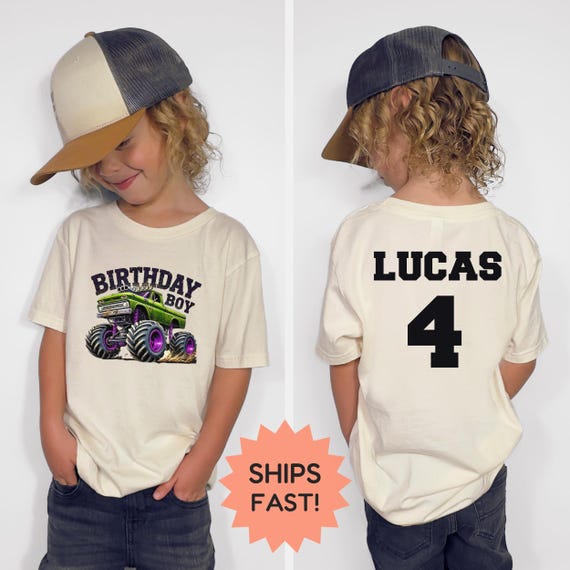 Personalized Monster Truck Birthday Shirt, Custom Truck Shirt, Custom Name Shirt, 4th Birthday Boy, Off-Road Shirt, Toddler Truck Shirt