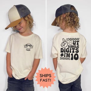Peace Out Single Digits I&#39;m 10 Shirt, 10th Birthday Gift Shirt, Tenth Birthday Toddler Shirt, Boy Birthday Shirt, Smiley with Shades Shirt