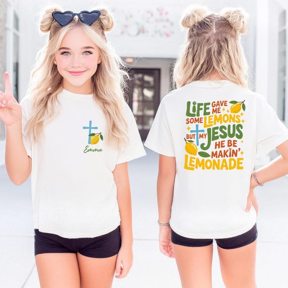 Personalized Jesus Makes Lemonade Kids Shirt, Funny Christian Shirt, Youth Faith Shirt, Funny My Jesus Lemonade Shirt, Jesus Lover Tee