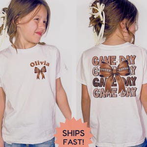 Personalisierte Spiel Tag Shirt, Kleinkind Fußball Shirt, Vintage Mädchen Sport Shirt, Kokette Fußball Shirt, niedlichen Spaß Mädchen jubeln Maskottchen Shirt