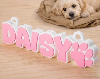 Placa personalizada con el nombre de la mascota, letrero personalizado para perro, etiqueta para jaula de gato, letrero para caseta con huella de pata impreso en 3D, regalo para amantes de los perros.