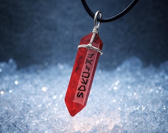 Benutzerdefinierte Name Kyber Kristallhalskette | Handgefertigter Kristall Anhänger mit Aurebesh Text | Jedi Sith Lichtschwert-inspirierte Cosplay Schmuck Geschenk