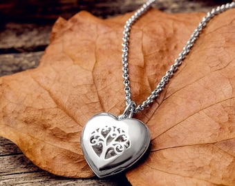 Personalized Heart Photo Locket Necklace | Custom Picture Pendant with Engraving | Gift for Mom, Grandma, Daughter | Gold/Silver/Rose
