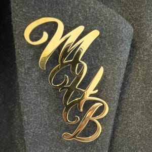 Monogram Lapel Pin, Personalized Initial Name Pin, Gold Silver Monogram Badge for Men, Groomsmen Gift, Custom Name Brooch