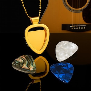 Custom Engraved Guitar Pick Holder Necklace | Includes 3 Picks | Unique Gift for Musician, Guitar Player, or Rock Lover