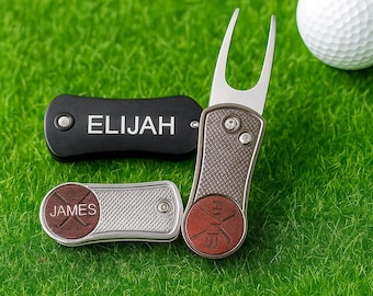 Gepersonaliseerde golfmeter met gegraveerde stift | Aangepast cadeau voor golfer, vader, echtgenoot | Golfaccessoire voor hem