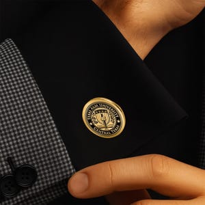 Family Crest Cufflinks | Custom Coat of Arms Cuff Links | Personalized Engraved Cufflinks for Men | Wedding Gift for Groom or Dad