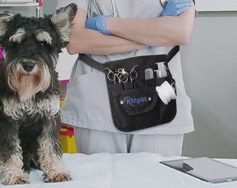 Personalized Vet Tech Utility Bag | Custom Medical Supply Organizer Pouch with Paw Print Design | Gift for Groomers, Nurses & Veterinarians
