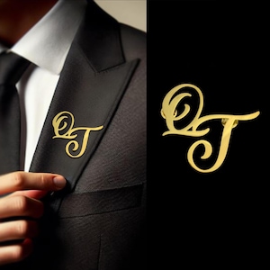 Initial Name Lapel Pin, Personalized Name Brooch, Wedding Pin for Men, Groomsmen Gift, Custom Initial Badge, Gold or Silver