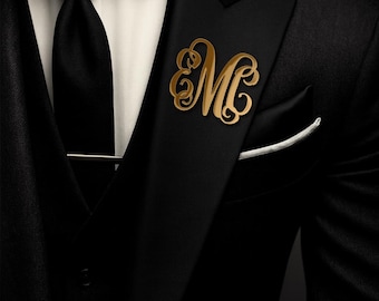 Spilla con iniziali e nome / Spilla con monogramma personalizzato in oro, argento e oro rosa / Regalo di nozze per sposo, papà e testimone / Accessorio per lo sposo