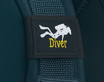 Custom Name Scuba Dive Tag, Personalized Embroidered BCD Name Tag, Gift for Scuba Divers, Dive Crew, Dive Team, Name Patch Gear Accessories