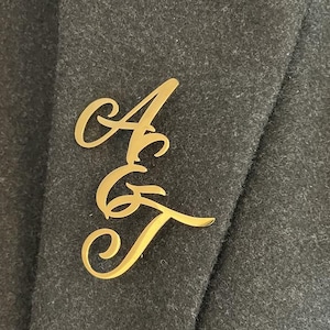 Custom Black Lapel Pin, Personalized Initial Name Pin, Gold Silver Monogram Badge for Men, Groomsmen Gift, Custom Name Brooch