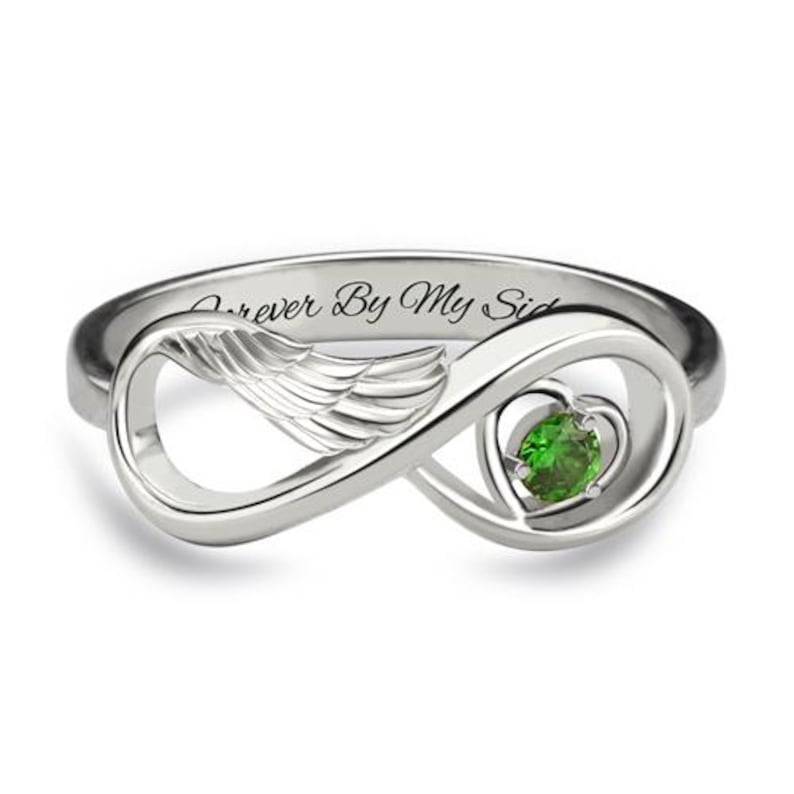 Sterling Silver Angel Wing Infinity Heart Ring, Memorial Remembrance Jewelry image 3
