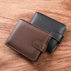 Cartera vintage de piel sintética para hombre: monedero plegable con cremallera y cierre, tarjetero, un regalo clásico de alta calidad.