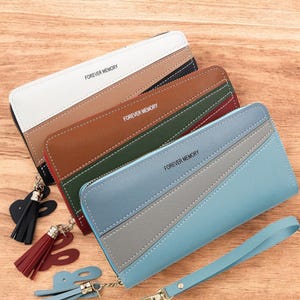 Portafoglio lungo carino per donna - Pochette in pelle PU con scomparti per carte e cerniera / Regalo di lusso alla moda