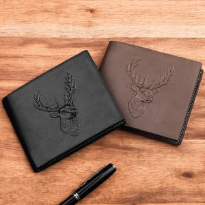 Carteira curta de couro com relevo 3D masculina de luxo – porta-identidade elegante e porta-cartão de crédito – presente de aniversário premium para ele