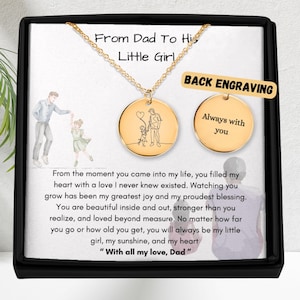 Collana &quot;A mia figlia&quot; da parte di papà, regalo padre-figlia, ciondolo con moneta personalizzato con biglietto con messaggio, gioielli per il compleanno, festa padre-figlia