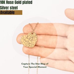 Collana con mappa stellare personalizzata e cuore con data, collana con cielo notturno personalizzato inciso, regalo perfetto per la mamma, collana commemorativa, compleanno