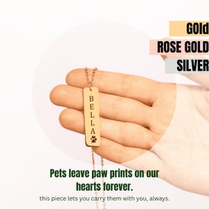 Haustier Namen Halskette – Personalisierter Pfoten Abdruck Anhänger – Haustier Erinnerung Geschenk – Hund Katze Schmuck – Gold, Silber, Roségold