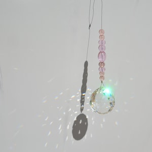 Pink Crystal Suncatcher – Handmade Rainbow Prism Window Decor