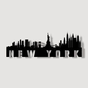 New York City Metal Wall Art: Modern Black Skyline Decor