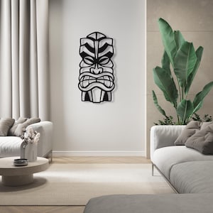 Mask Wall Art - Tiki Mask, Hawaiian Wall Art - Tiki Bar Sign, Metal Wall Art Decor,  Wall Hangings, Outdoor Beach Decor