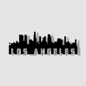 Los Angeles Skyline Metal Wall Art: Modern City Silhouette Decor
