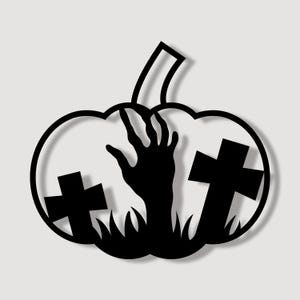 Zombie Pumpkin Metal Sign - Spooky Halloween Wall Decor