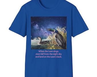 Song of the Loon Softstyle T-Shirt, Nocturnal Wildlife Art Tee, Wild Loon Soft Cotton T-Shirt, Night Bird T-Shirt