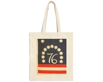 76er Patriotic Cotton Canvas Tote Bag, Reusable Grocery Tote, Gift for Independence Day,  Vintage Flag Tote Bag, 1812 American Flag Tote Bag