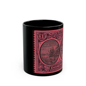 Vintage Style Black Mug with Retro Stamp Design, Perfect for Coffee Lovers, Gift for Him or Her, Office Mug, Collectible Drinkware