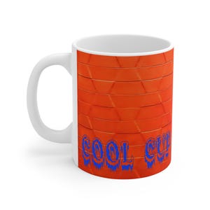 Cool Cup Mug,  Brick Wall Graffiti, Orange Blue Design, Chilly Mug, Icy Coffee Cup