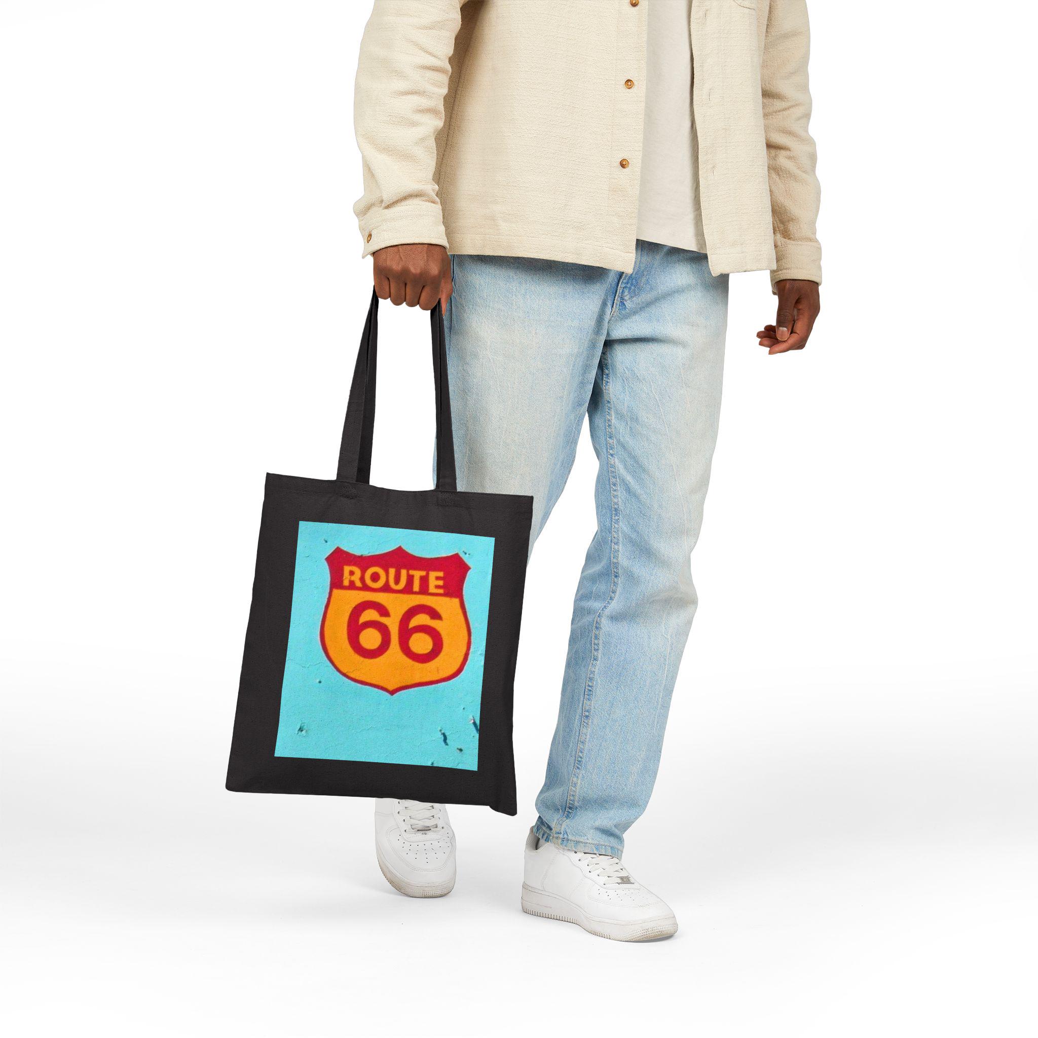 Retro Route 66 Canvas Tote Bag, Route 66 Travel Beach Tote Bag 
